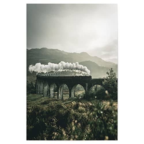 artboxONE Poster 90x60 cm Prints & Kunstdrucke Natur Express - Bild Hogwarts Express brücke Eisenbahn von artboxONE