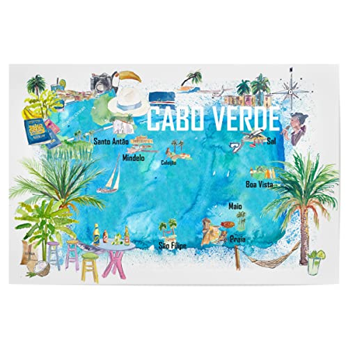 artboxONE Poster 90x60 cm Reise Kapverden Illustrierte Karte - Bild Cape Verde Karte von artboxONE