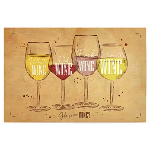artboxONE Poster 90x60 cm Schwarzweiß Glas of Wine 02" hochwertiger Design Kunstdruck - Bild Alkohol Banner von artboxONE