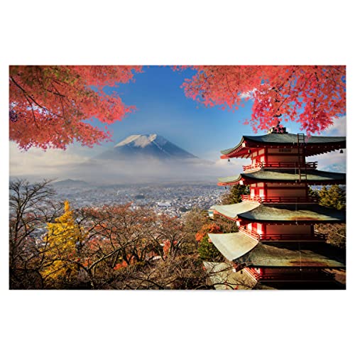 artboxONE Poster 90x60 cm Sehenswürdigkeiten Städte Mount Fuji von der Chureito Pagode - Bild Fuji Architektur Berg von artboxONE