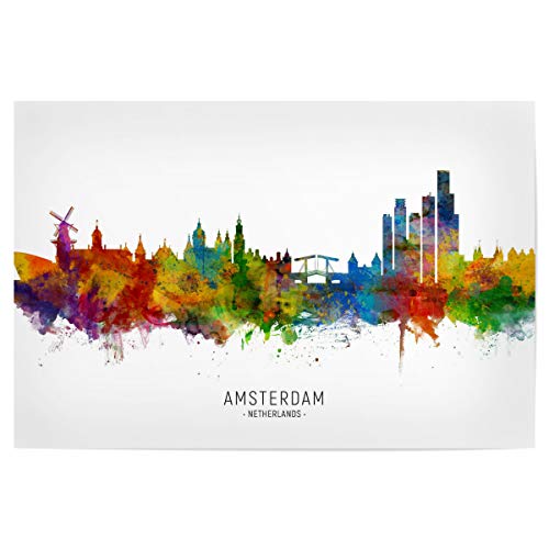 artboxONE Poster 90x60 cm Städte/Amsterdam Amsterdam Netherlands Skyline txt - Bild Amsterdam Cityscape Netherlands von artboxONE