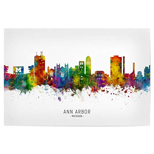 artboxONE Poster 90x60 cm Städte Ann Arbor Michigan Skyline txt - Bild ann Arbor Cityscape Michigan von artboxONE