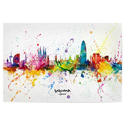 artboxONE Poster 90x60 cm Städte Barcelona Spain Skyline Splash - Bild Barcelona bunt City von artboxONE