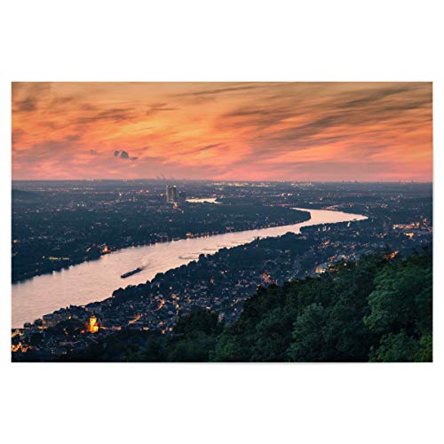 artboxONE Poster 90x60 cm Städte Der Rhein 10" hochwertiger Design Kunstdruck - Bild Rhein Abendrot Bonn von artboxONE