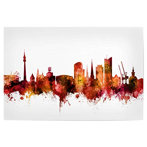 artboxONE Poster 90x60 cm Städte Dortmund Germany Skyline Red - Bild Dortmund Cityscape Dortmund von artboxONE