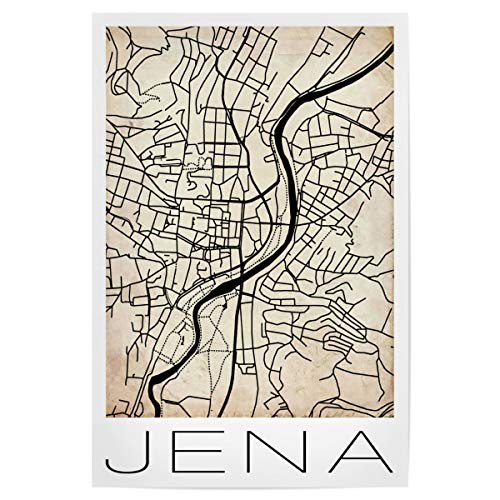 artboxONE Poster 90x60 cm Städte Retro Map of JENA Germany 2" hochwertiger Design Kunstdruck - Bild Retro JENA Map von artboxONE