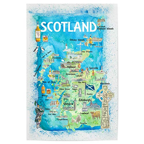 artboxONE Poster 90x60 cm Städte Schottland Illustrierte Landkarte - Bild schottland Edinburgh English von artboxONE