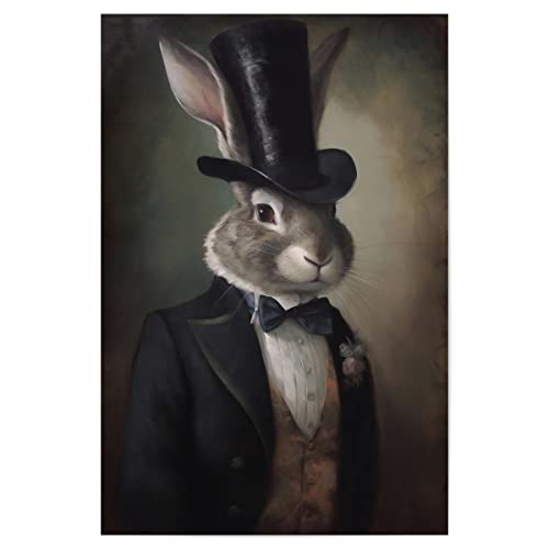artboxONE Poster 90x60 cm Tiere Herr Hase hochwertiger Design Kunstdruck - Bild Kaninchen Gentleman hase von artboxONE