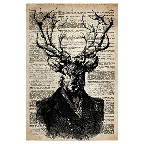 artboxONE Poster 90x60 cm Tiere Viktorianischer Hirsch hochwertiger Design Kunstdruck - Bild Tier geweih Hirsch von artboxONE