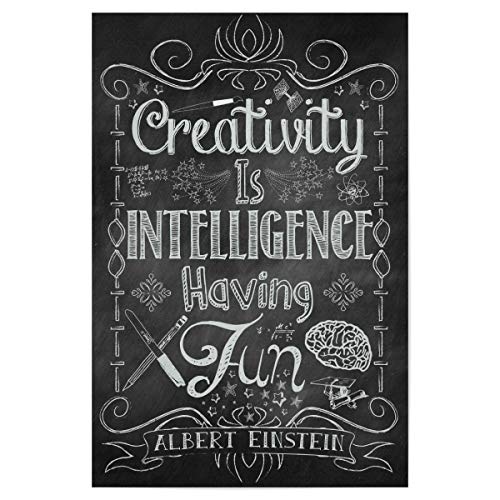 artboxONE Poster 90x60 cm Typografie Creativity is Intelligence Having Fun 2" - Bild Albert Einstein zitiert Tafel von artboxONE