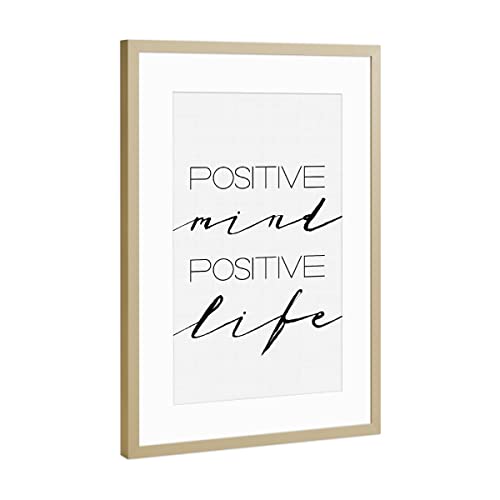 artboxONE Poster mit Rahmen Gold 45x30 cm Positive Mind Positive Life von Vivid Atelier - gerahmtes Poster von artboxONE