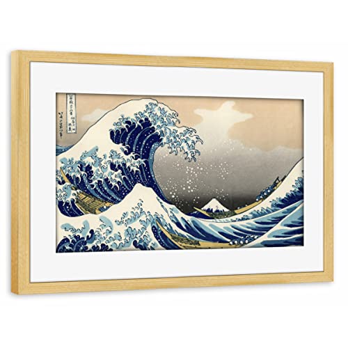 artboxONE Poster mit Rahmen Kiefer 30x20 cm Die große Welle vor Kanagawa von AB1 Edition - gerahmtes Poster artboxONE Poster mit Rahmen Kiefer 30x20 cm Die große Welle vor Kanagawa von AB1 Edition - gerahmtes Poster von artboxONE
