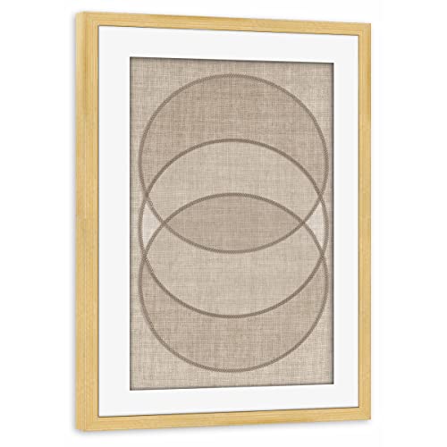 artboxONE Poster mit Rahmen Kiefer 30x20 cm Linen - JAPANDI Circle von TW Living - gerahmtes Poster von artboxONE