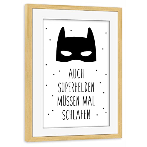 artboxONE Poster mit Rahmen Kiefer 45x30 cm Superhelden müssen mal schlafen von MyAzizaShop - gerahmtes Poster artboxONE Poster mit Rahmen Kiefer 45x30 cm Superhelden müssen mal schlafen von MyAzizaShop - gerahmtes Poster von artboxONE