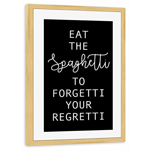 artboxONE Poster mit Rahmen Kiefer 60x40 cm Eat The Spaghetti - Black von OHKIMIKO - gerahmtes Poster von artboxONE