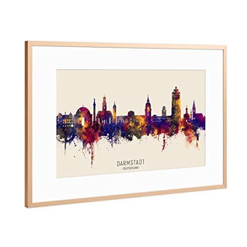 artboxONE Poster mit Rahmen Kupfer 45x30 cm Darmstadt Skyline Herbstname von Michael Tompsett - gerahmtes Poster artboxONE Poster mit Rahmen Kupfer 45x30 cm Darmstadt Skyline Herbstname von Michael Tompsett - gerahmtes Poster von artboxONE