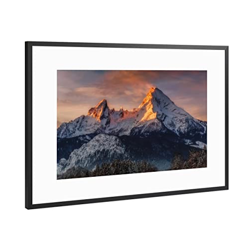artboxONE Poster mit Rahmen Schwarz (Metallic) 45x30 cm Natur Watzmann von Dieter Meyrl - gerahmtes Poster von artboxONE