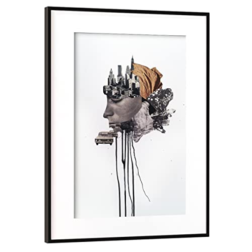 artboxONE Poster mit Rahmen Schwarz (Metallic) 75x50 cm Metropolis von Richard Vergez - gerahmtes Poster von artboxONE