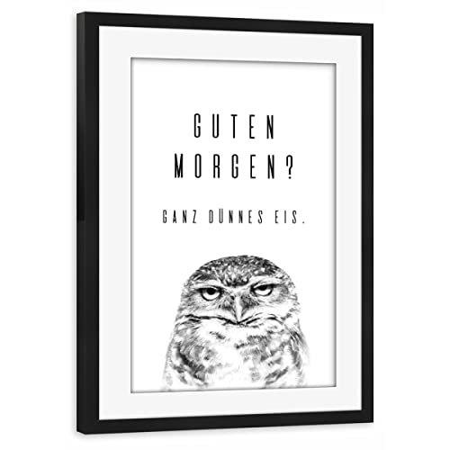 artboxONE Poster mit Rahmen schwarz 30x20 cm Guten Morgen Eule von BAINAI - gerahmtes Poster artboxONE Poster mit Rahmen schwarz 30x20 cm Guten Morgen Eule von BAINAI - gerahmtes Poster von artboxONE
