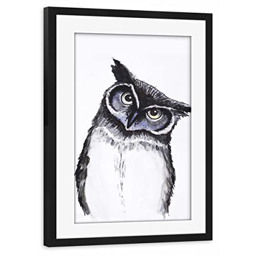 artboxONE Poster mit Rahmen schwarz 45x30 cm Eule Aquarell von Johanna Just - gerahmtes Poster artboxONE Poster mit Rahmen schwarz 45x30 cm Eule Aquarell von Johanna Just - gerahmtes Poster von artboxONE