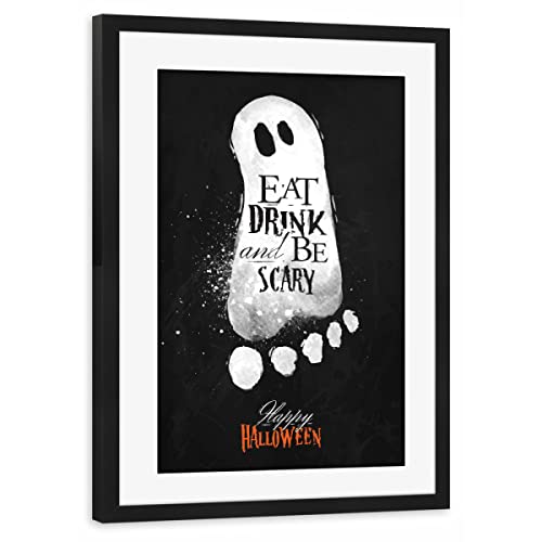 artboxONE Poster mit Rahmen schwarz 45x30 cm Ghosts Halloween Chalk von Anna Kozlenko - gerahmtes Poster von artboxONE