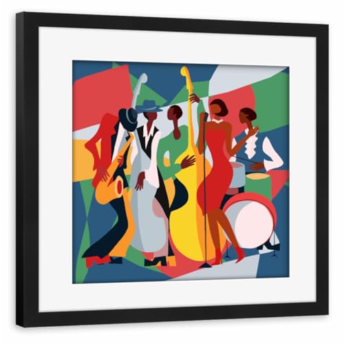 artboxONE Poster mit Rahmen schwarz 50x50 cm Jazz Art von Cats & Dotz - gerahmtes Poster von artboxONE