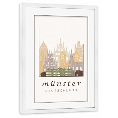 artboxONE Poster mit Rahmen weiß 30x20 cm Münster Rustic Skyline von GREENGREENDREAMS - gerahmtes Poster von artboxONE