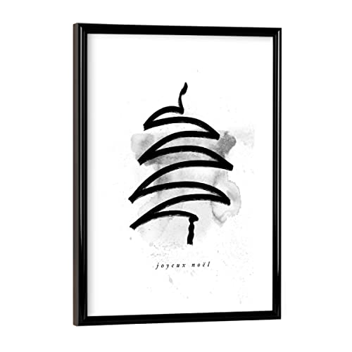 artboxONE Poster mit schwarzem Rahmen 18x13 cm Abstrakt Joyeux Noel no.one - Bild Weihnachten abstrakt blackandwhite von artboxONE