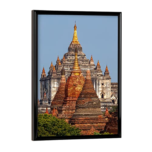 artboxONE Poster mit schwarzem Rahmen 18x13 cm Architektur Die großen Pagoden von Bagan - Bild Bagan Bagan Buddhismus von artboxONE