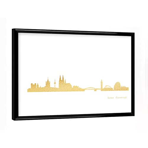 artboxONE Poster mit schwarzem Rahmen 18x13 cm Köln Städte KÖLN Gold Print Love - Bild Köln Druck Europa von artboxONE