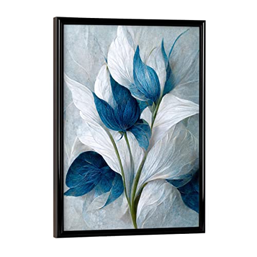 artboxONE Poster mit schwarzem Rahmen 18x13 cm Natur Blaue und weiße Blumen - Bild Blume Blumen Blumen von artboxONE