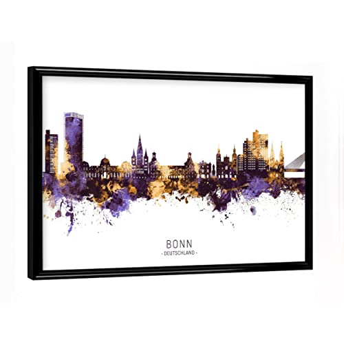 artboxONE Poster mit schwarzem Rahmen 18x13 cm Städte Bonn Germany Skyline PurpleGold - Bild bonn City Cityscape von artboxONE