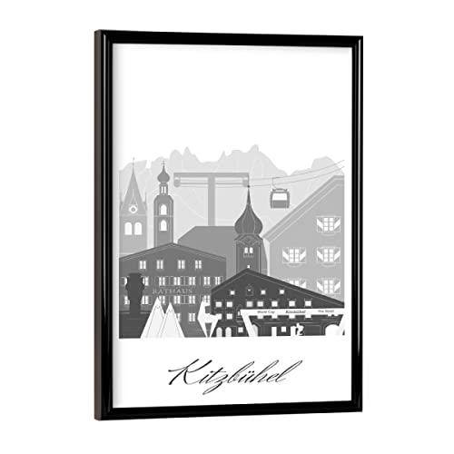 artboxONE Poster mit schwarzem Rahmen 18x13 cm Städte Kitzbüheler Skyline schwarz weiß - Bild kitzbühel Boho böhmisch artboxONE Poster mit schwarzem Rahmen 18x13 cm Städte Kitzbüheler Skyline schwarz weiß - Bild kitzbühel Boho böhmisch von artboxONE