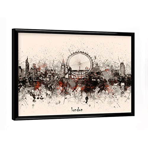 artboxONE Poster mit schwarzem Rahmen 18x13 cm Städte London Skyline Artistic beige - Bild London beige Cities von artboxONE