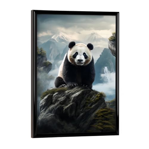 artboxONE Poster mit schwarzem Rahmen 18x13 cm Tiere Panda Mountains (matart) - Bild Panda bär modern von artboxONE