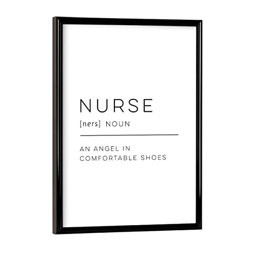 artboxONE Poster mit schwarzem Rahmen 18x13 cm Typografie Angel Nurse - Bild Nurse Definition Nurse von artboxONE