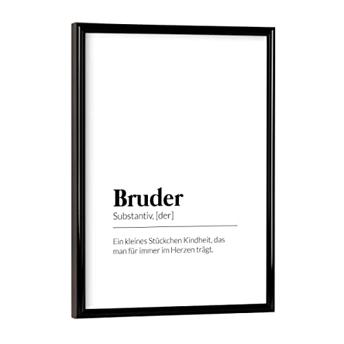 artboxONE Poster mit schwarzem Rahmen 18x13 cm Typografie Definition Bruder Kindheit - Bild Definition von artboxONE