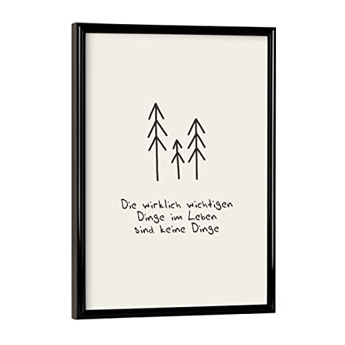 artboxONE Poster mit schwarzem Rahmen 18x13 cm Typografie Die Wirklich Wichtigen Dinge - Bild Familie Liebe Spruch von artboxONE