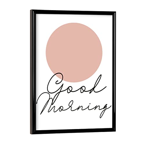 artboxONE Poster mit schwarzem Rahmen 18x13 cm Typografie Good Morning & Sonne I Rosa - Bild Good Morning von artboxONE