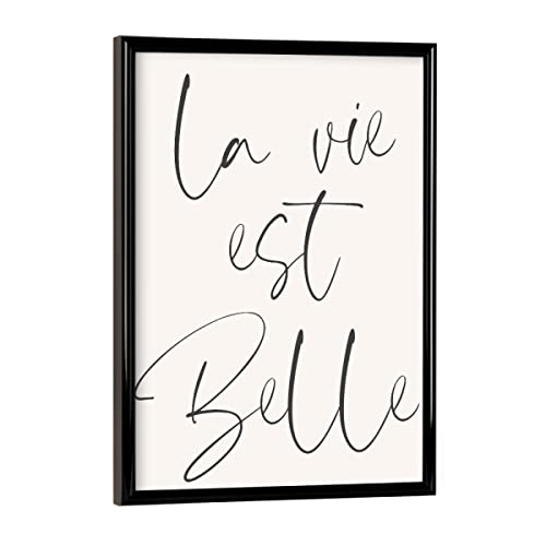 artboxONE Poster mit schwarzem Rahmen 18x13 cm Typografie La Vie Est Belle French Sign - Bild la Vie est Belle von artboxONE