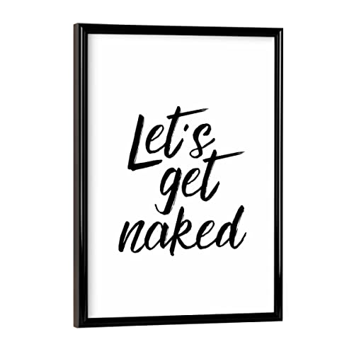 artboxONE Poster mit schwarzem Rahmen 18x13 cm Typografie Let's Get Naked - Bild Let's get Naked Bathroom Decor von artboxONE