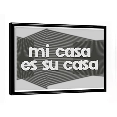 artboxONE Poster mit schwarzem Rahmen 18x13 cm Typografie Mi casa es - Bild casa einladung grau von artboxONE
