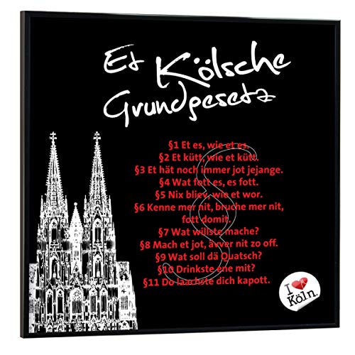 artboxONE Poster mit schwarzem Rahmen 20x20 cm Städte/Köln ET KÖLSCHE GRUNDGESETZ schwarz - Bild Kölner Dom von artboxONE