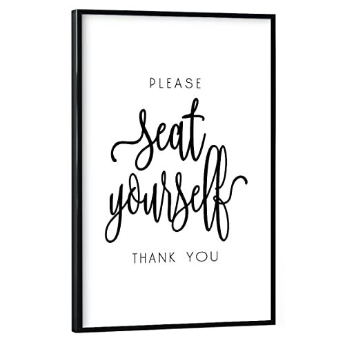 artboxONE Poster mit schwarzem Rahmen 30x20 cm Badezimmer Typografie Please Seat Yourself - Bild Bathroom Poster von artboxONE