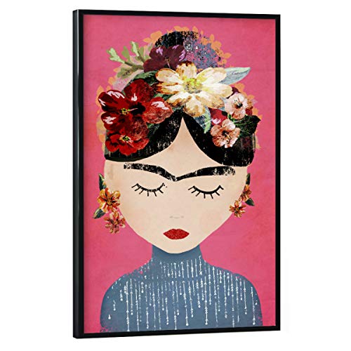 artboxONE Poster mit schwarzem Rahmen 30x20 cm Menschen Frida in Pink - Bild Frida bunt Female von artboxONE