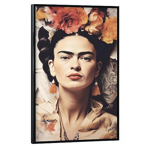 artboxONE Poster mit schwarzem Rahmen 30x20 cm Natur Beauty Frida face - Bild Frida Kahlo Bild von artboxONE
