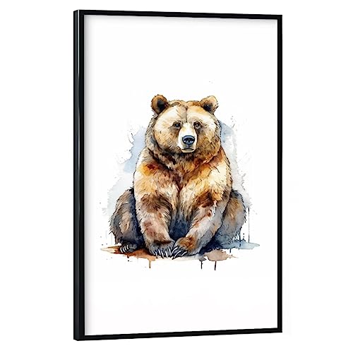 artboxONE Poster mit schwarzem Rahmen 30x20 cm Natur Braun Bär - Bild wandbild bär von artboxONE