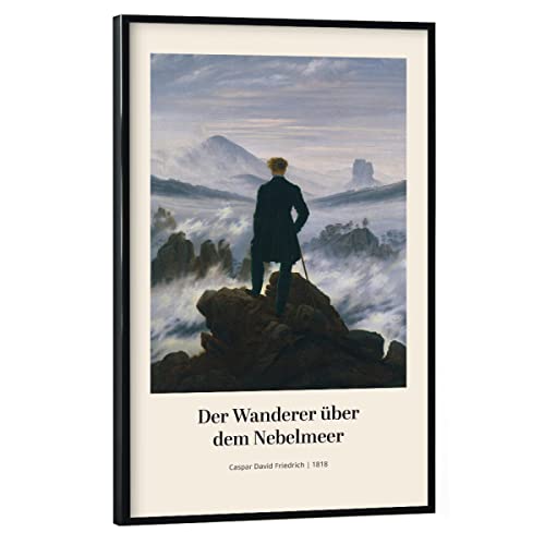 artboxONE Poster mit schwarzem Rahmen 30x20 cm Natur Der Wanderer - Friedrich - Bild Wanderer David Friedrich von artboxONE