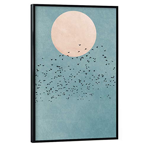 artboxONE Poster mit schwarzem Rahmen 30x20 cm Natur Fly Away into The Sun - Bild Vogel Bird fliegen von artboxONE