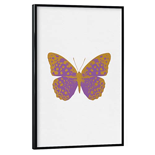 artboxONE Poster mit schwarzem Rahmen 30x20 cm Natur Gold and Lilac Butterfly - Bild Schmetterling botanisch Druck artboxONE Poster mit schwarzem Rahmen 30x20 cm Natur Gold and Lilac Butterfly - Bild Schmetterling botanisch Druck von artboxONE